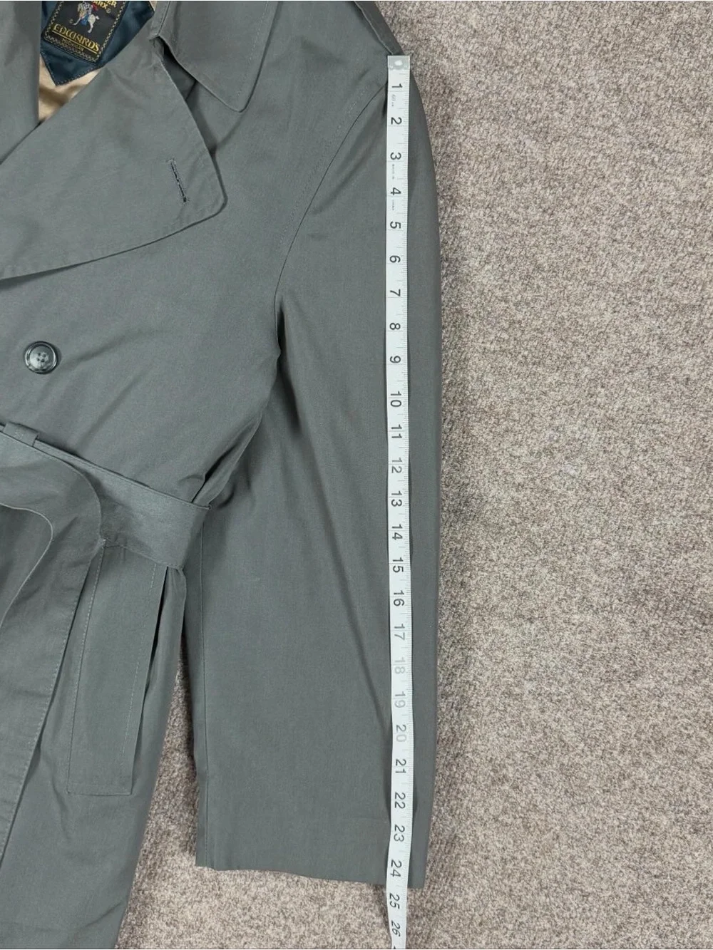 Hart Schaffner & Marx Grey Long Double Breasted Belted Trench Coat Men’s 42 / L